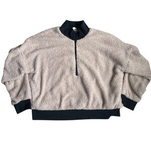 Fabletics Cream and Black Zip Up Jacket